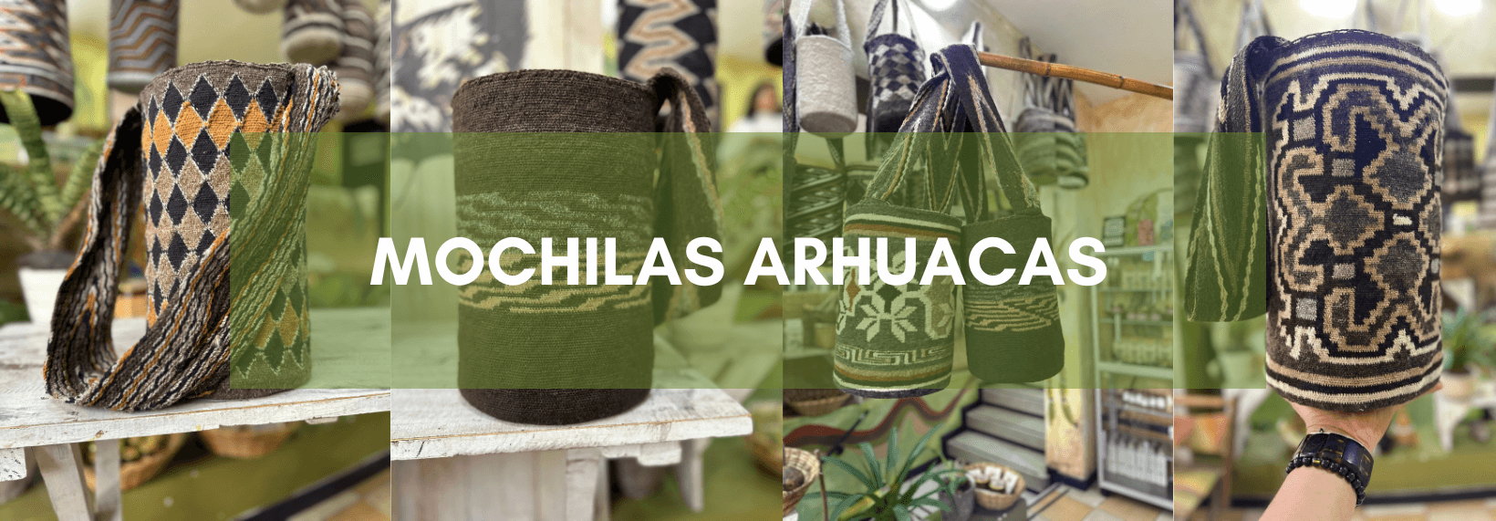 Mochila grande con simbología ancestral y técnicas tradicionales del pueblo Arhuaco